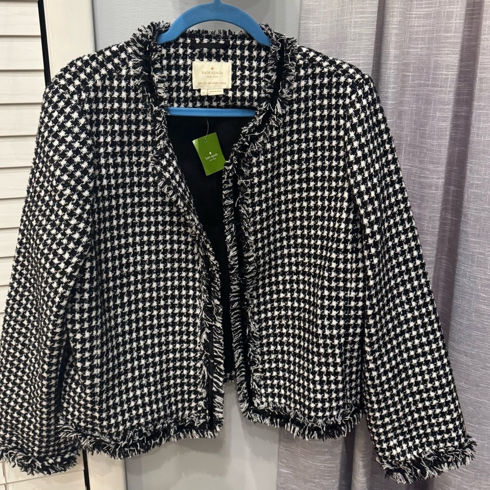 Kate Spade black and white tweed jacket NWT